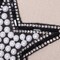 5" Black Beaded White Glitter Star Pearl Rhinestone Edging Iron On Patch